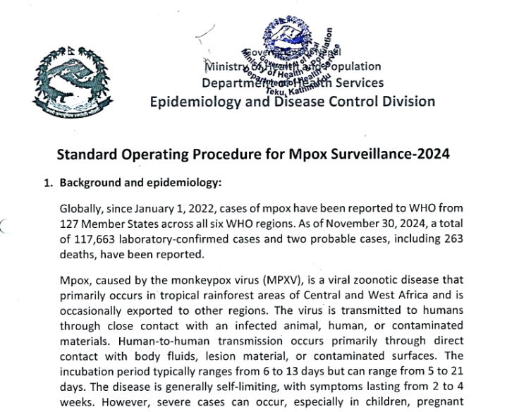 Standard Operating Procedure for Mpox Surveillance-2024